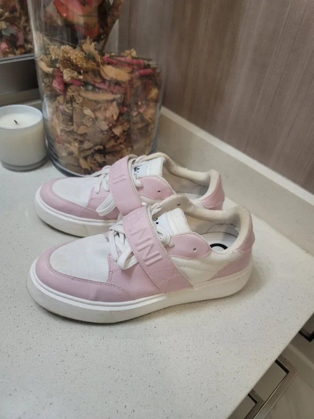 GANNI Sporty Mix Monochrome Sneakers in Pale Lilac (Pink) - Women’s EU 39/8